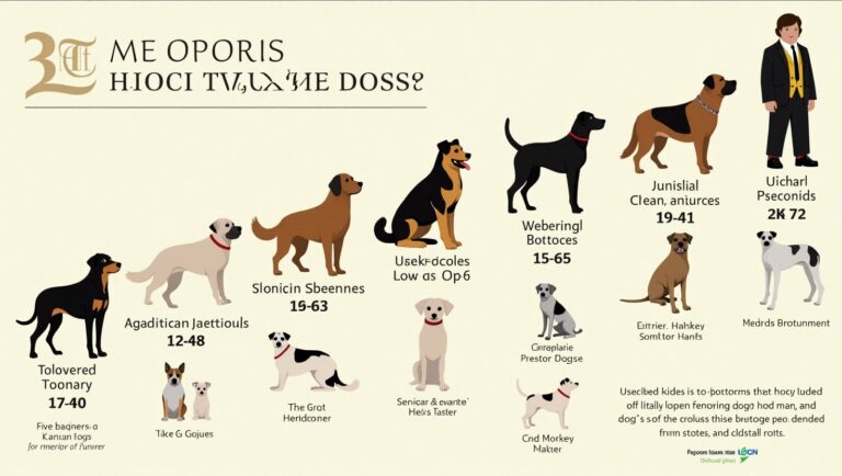 A historical collage showing dogs from the Victorian era to modern times, including breeds like Pomeranians, German Shepherds, and French Bulldogs.