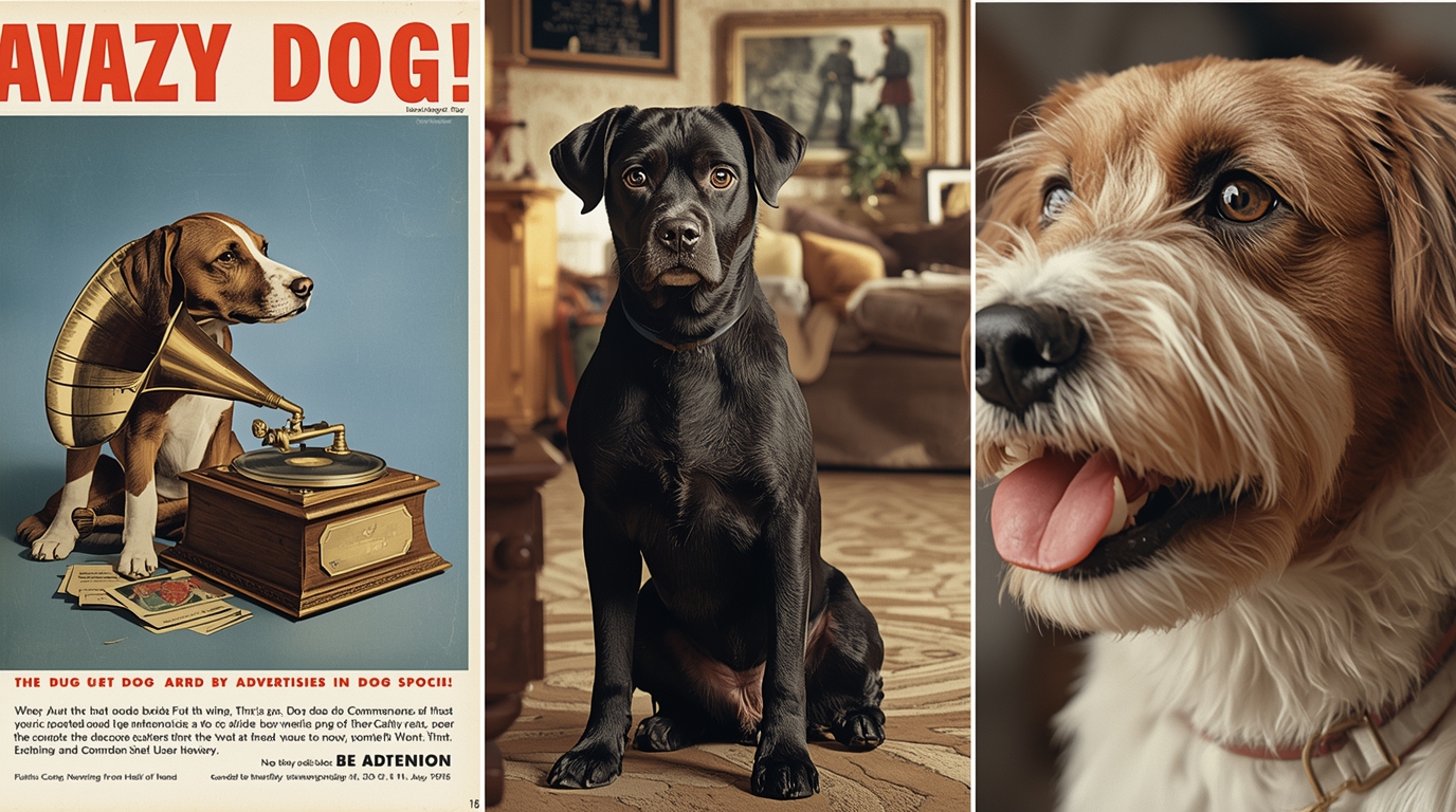 Historical and modern examples of dogs in advertising, from vintage print mascots to viral social media campaigns.
