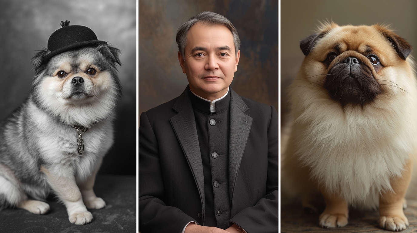 Three small dogs including Pomeranians and a Pekingese that survived the Titanic sinking, with historical owner profiles