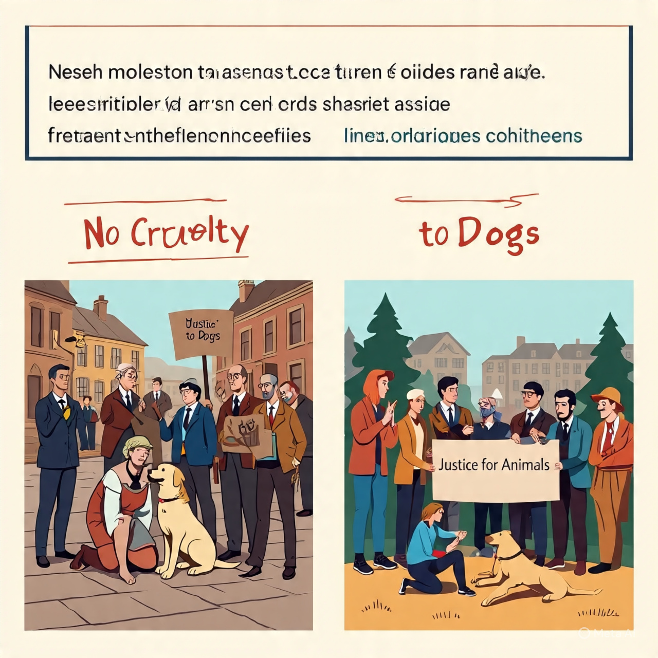 Timeline showing key milestones in dog rights movements and animal welfare history from the 19th century to modern advocacy